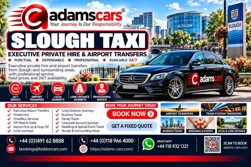 Slough taxi service in Berkshire by Adam Cars Taxi Company.