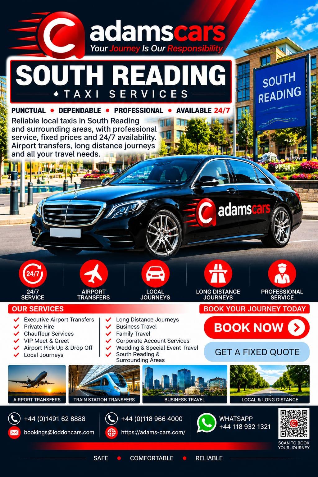 South Reading taxi service by Adam Cars Taxi Company.