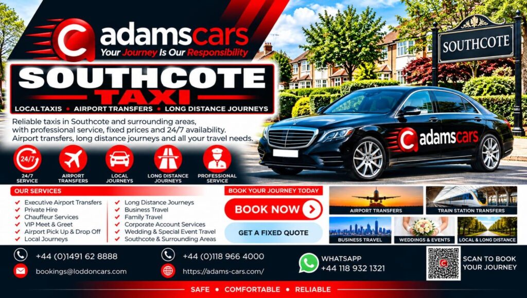 Southcote taxi - Adams Cars Southcote taxi service in Reading by Adam Cars Taxi Company.