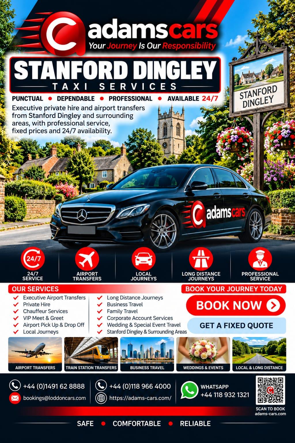 Stanford Dingley taxi service by Adam Cars Taxi Company for local journeys and travel to Reading and nearby Berkshire destinations.