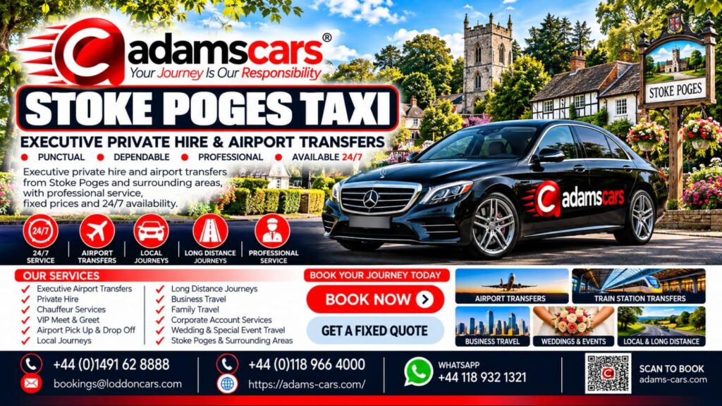 Stoke Poges taxi service in Buckinghamshire by Adam Cars Taxi Company.