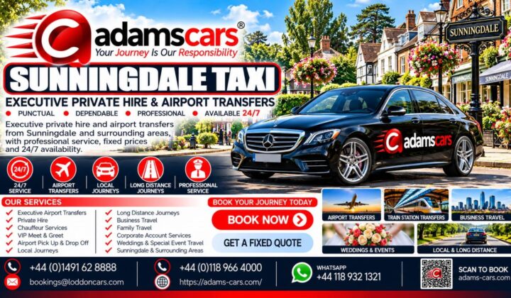Sunningdale taxi service in Berkshire by Adam Cars Taxi Company.