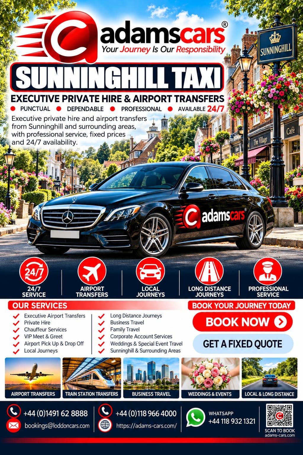 Sunninghill taxi service in Berkshire by Adam Cars Taxi Company.