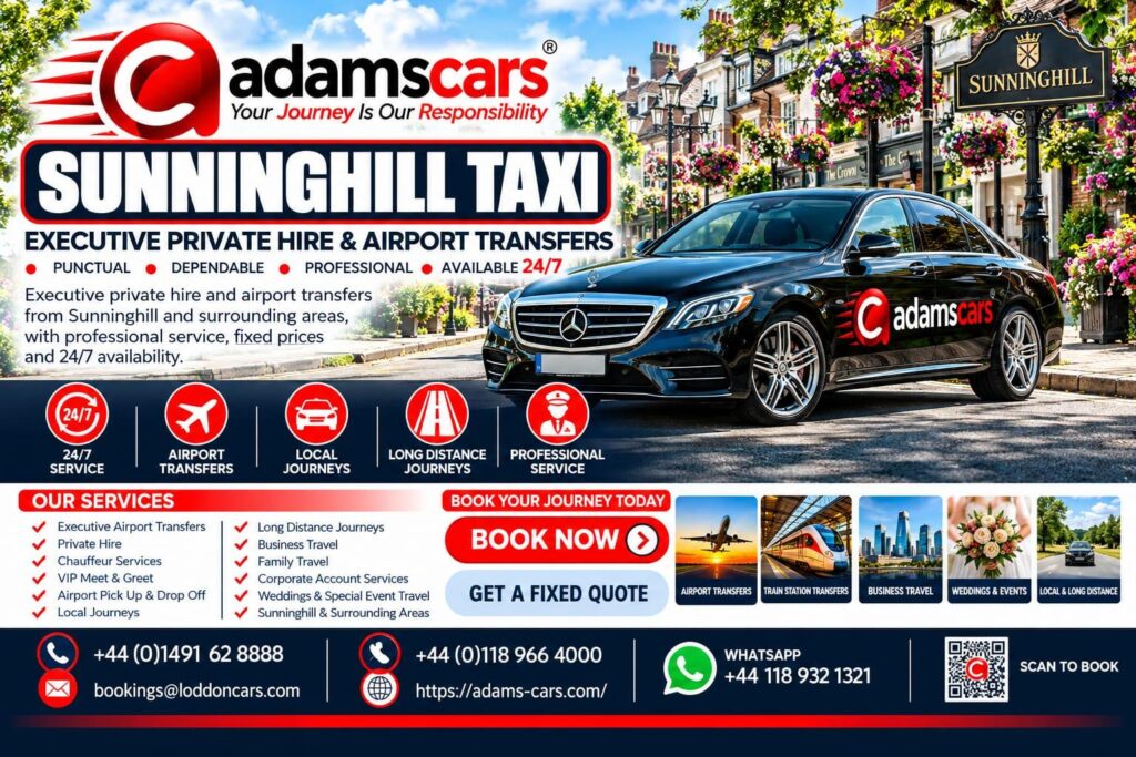 Sunninghill taxi service in Berkshire by Adam Cars Taxi Company.