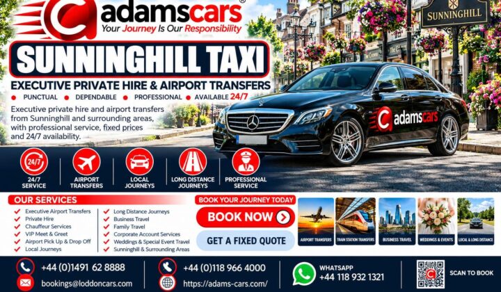 Sunninghill taxi service in Berkshire by Adam Cars Taxi Company.