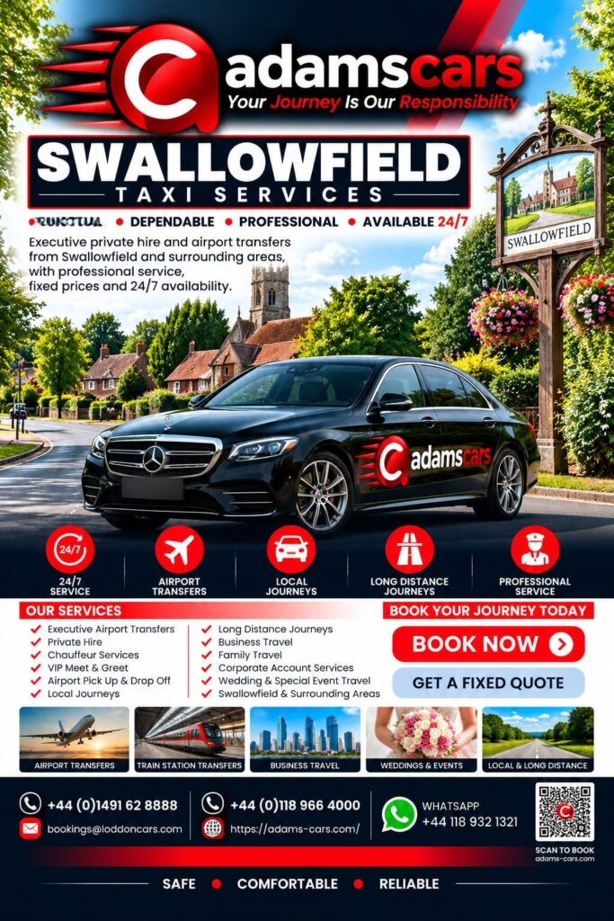Swallowfield taxi service by Adam Cars Taxi Company for local journeys and travel around Berkshire.