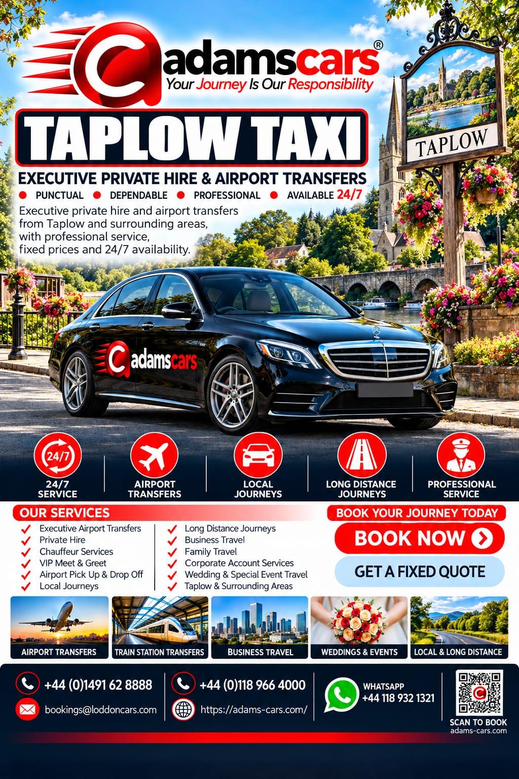 Taplow taxi service in Buckinghamshire by Adam Cars Taxi Company.