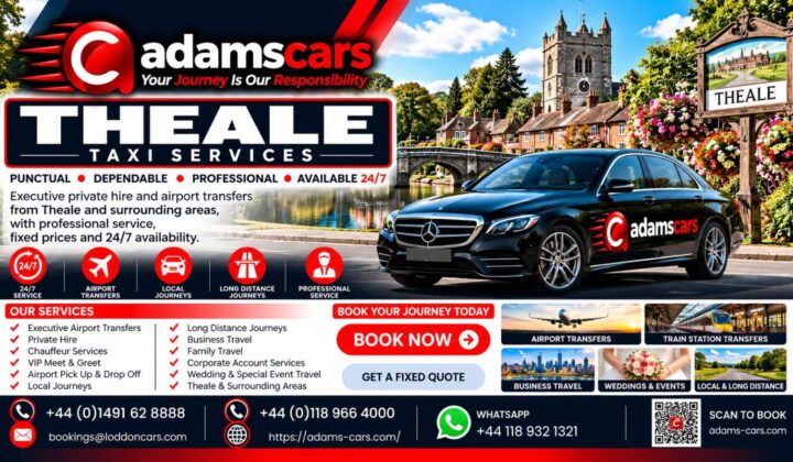 Theale taxi service by Adam Cars Taxi Company for local journeys, railway station transfers and travel to Reading.