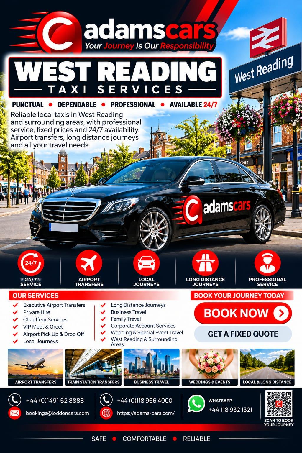 West Reading taxi service by Adam Cars Taxi Company.