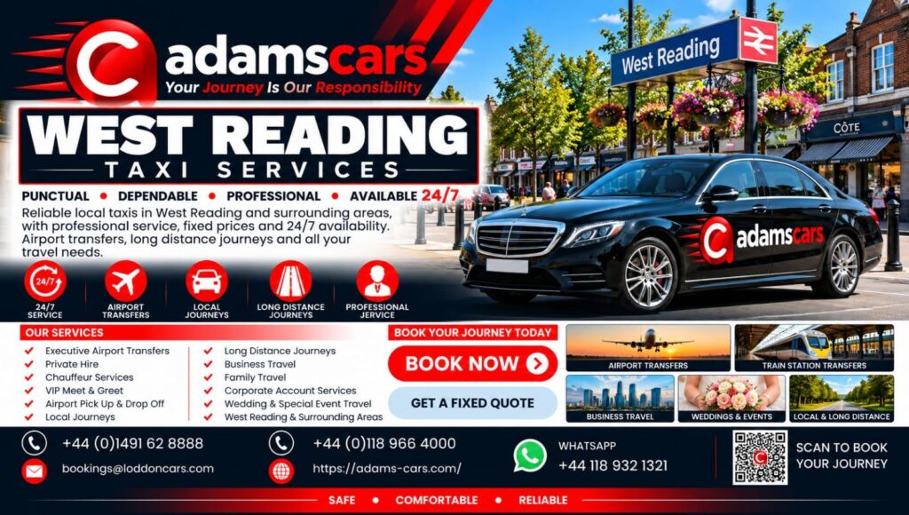 West Reading taxi service by Adam Cars Taxi Company.