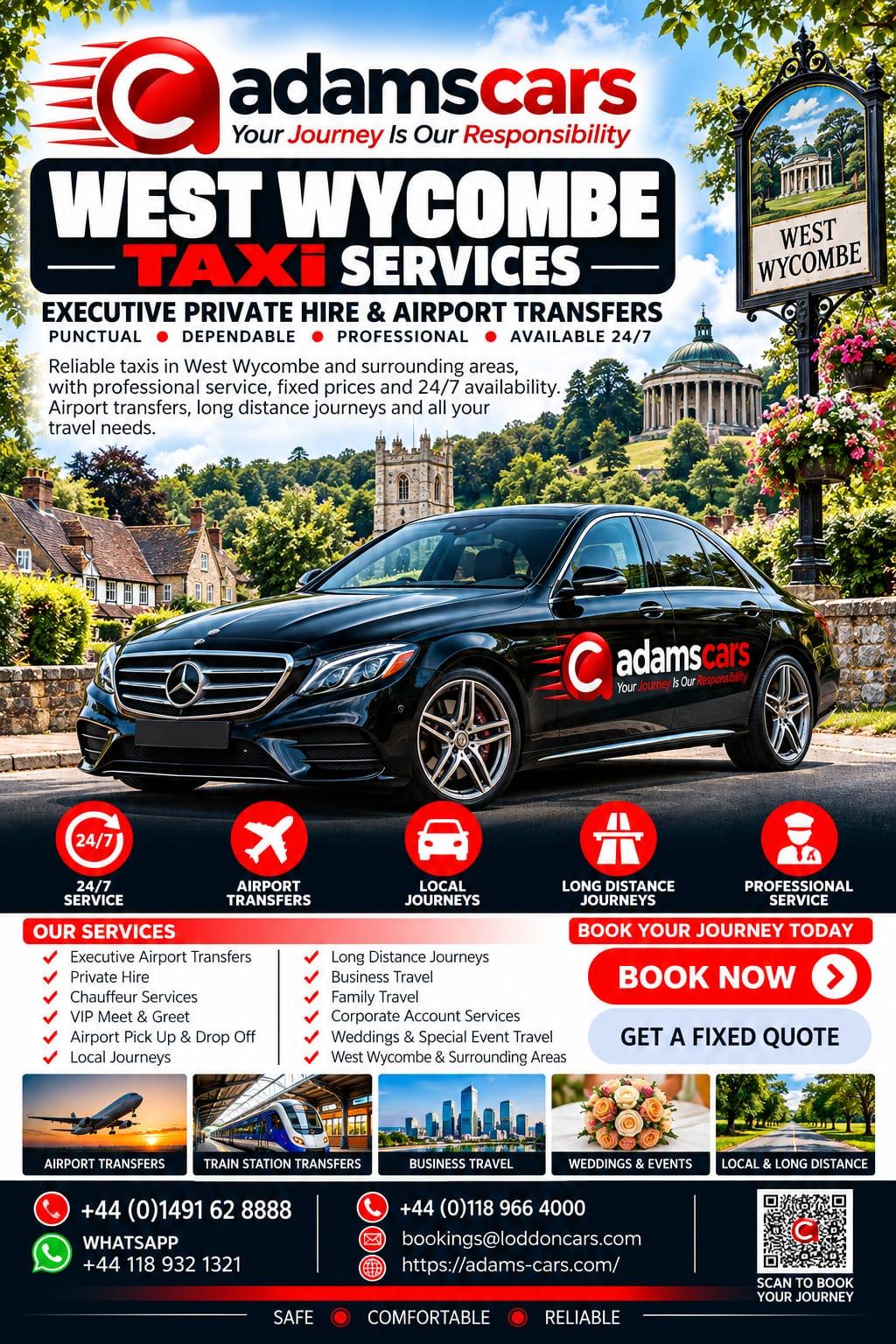 West Wycombe taxi service in Buckinghamshire by Adam Cars Taxi Company.