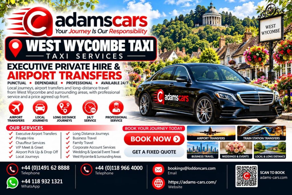 West Wycombe taxi service in Buckinghamshire by Adam Cars Taxi Company.