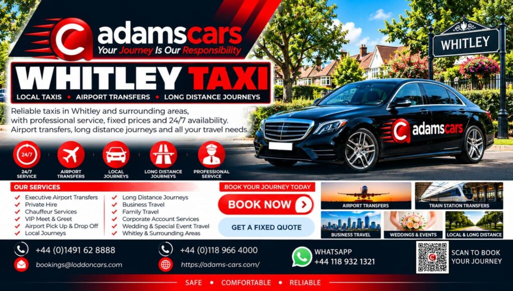 Whitley taxi service in Reading by Adam Cars Taxi Company.