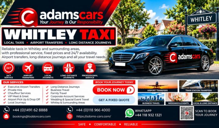 Whitley taxi service in Reading by Adam Cars Taxi Company.