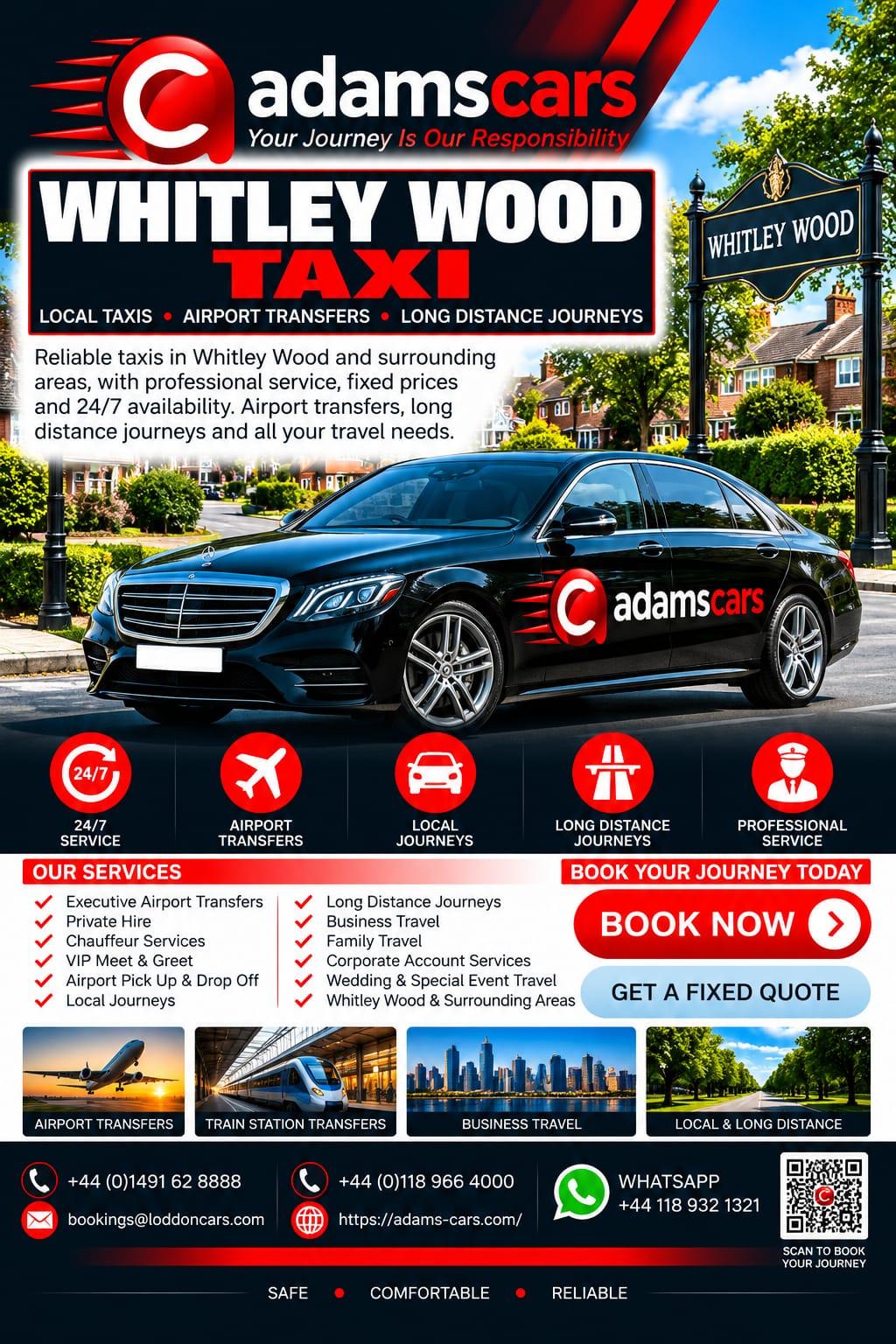 Whitley Wood taxi service in Reading by Adam Cars Taxi Company.
