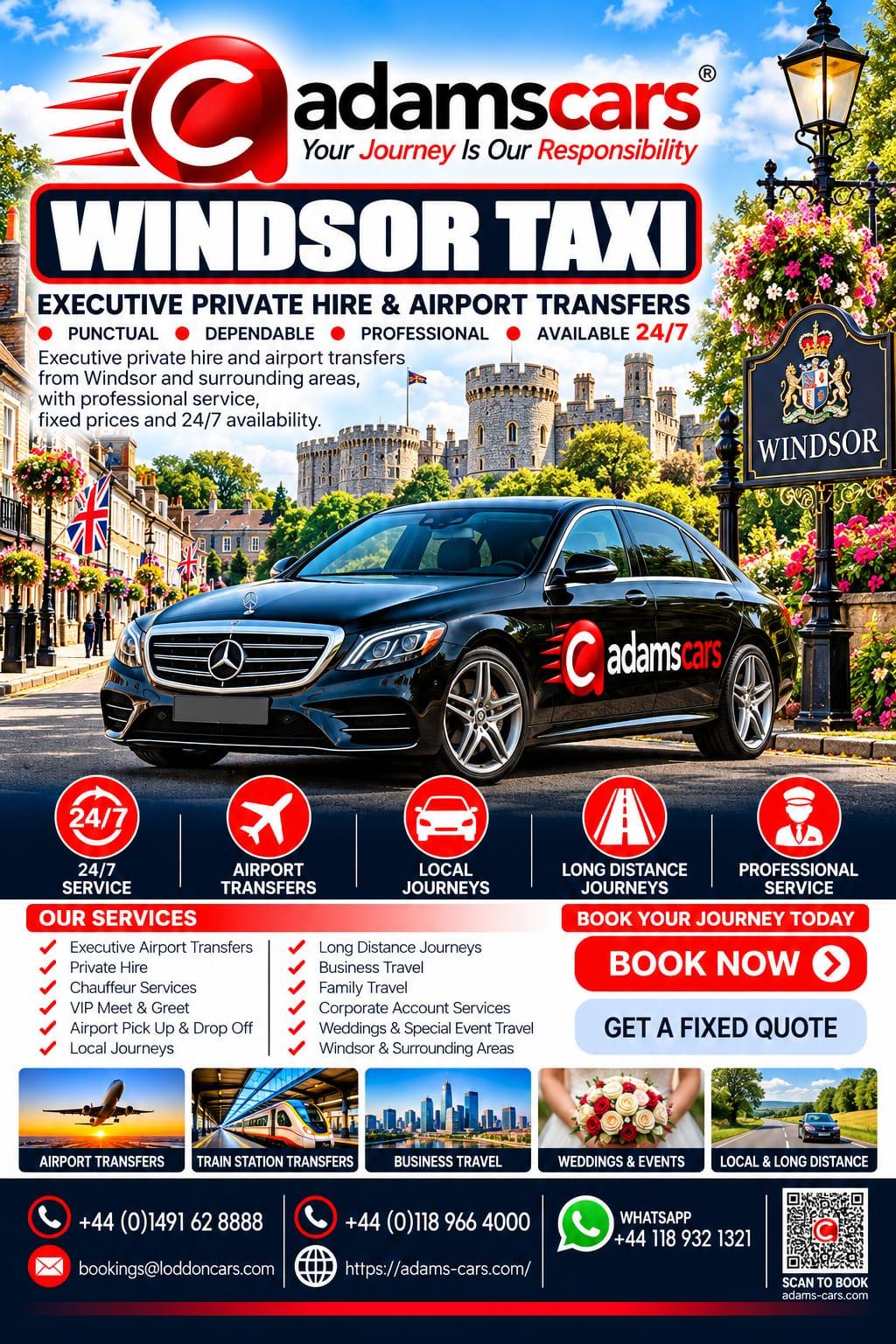 Windsor taxi service in Berkshire by Adam Cars Taxi Company.