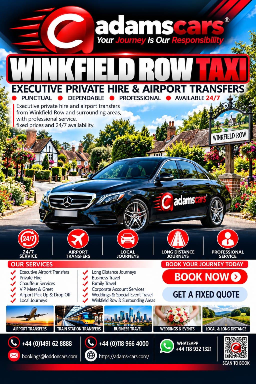 Winkfield Row taxi service in Berkshire by Adam Cars Taxi Company.