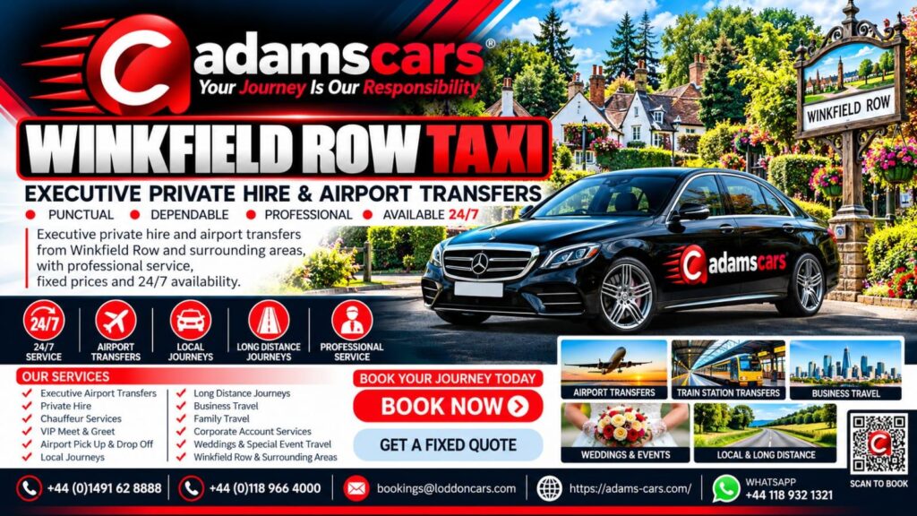 Winkfield Row taxi service in Berkshire by Adam Cars Taxi Company.