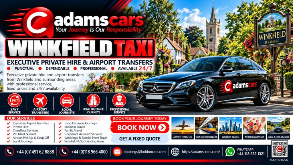 Winkfield taxi service in Berkshire by Adam Cars Taxi Company.
