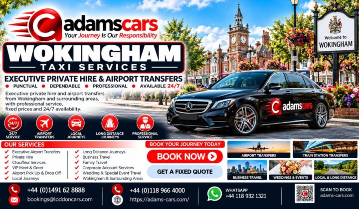 Wokingham taxi service by Adam Cars Taxi Company for local journeys and travel across Berkshire.