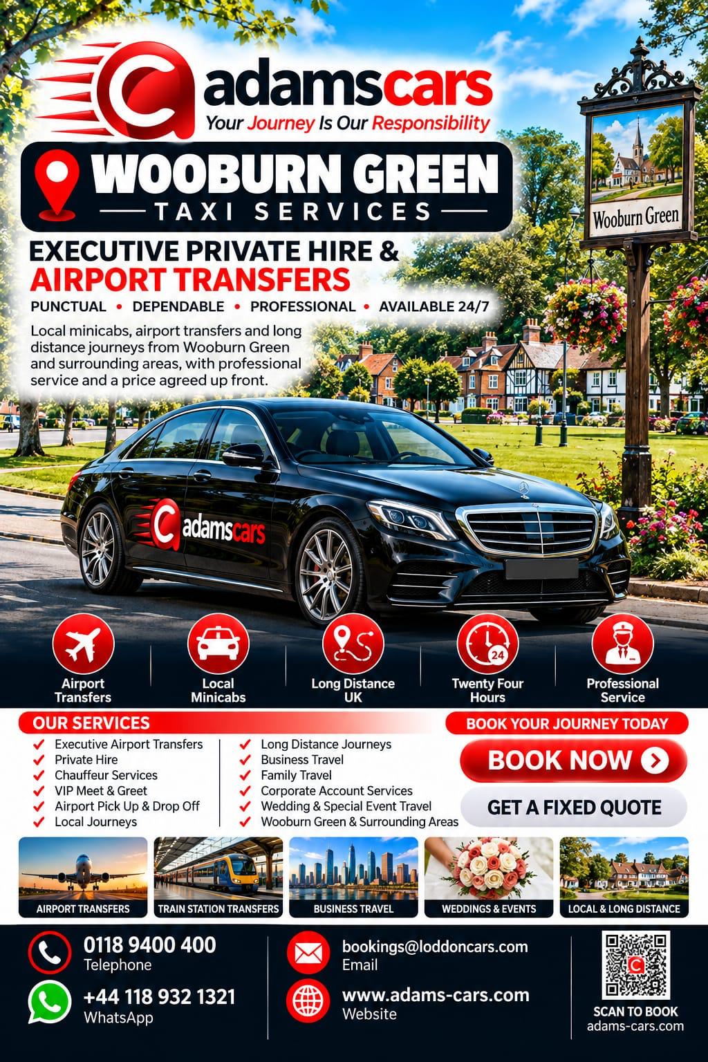 Wooburn Green taxi service in Buckinghamshire by Adam Cars Taxi Company.