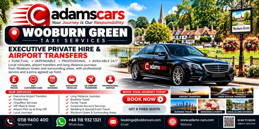 Wooburn Green taxi service in Buckinghamshire by Adam Cars Taxi Company.