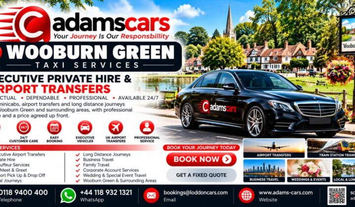 Wooburn Green taxi service in Buckinghamshire by Adam Cars Taxi Company.