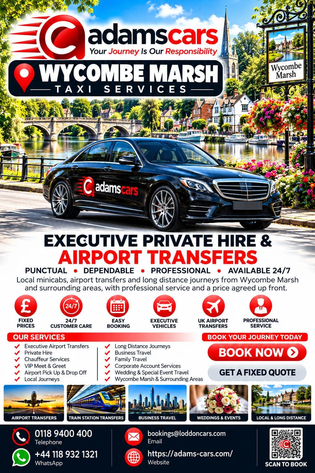 Wycombe Marsh taxi service in Buckinghamshire by Adam Cars Taxi Company.