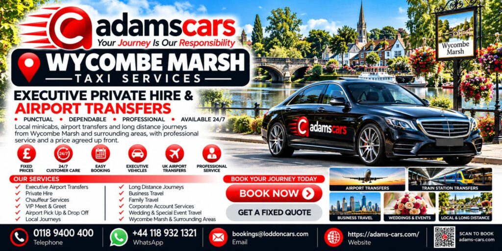 Wycombe Marsh taxi service in Buckinghamshire by Adam Cars Taxi Company.